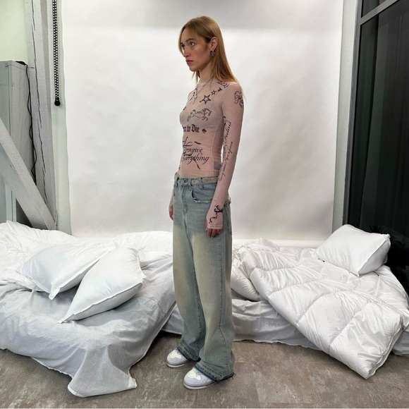 BNWT Racer Worldwide tattoo mesh longsleeve - Picture 5 of 8